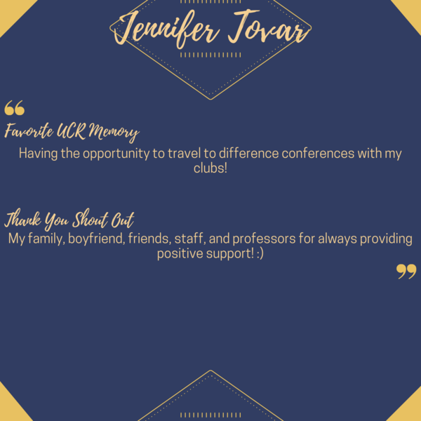 A written thank you to supporters from UCR student Jennifer Tovar