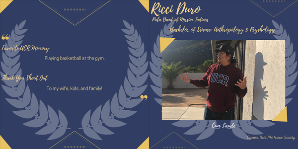 Anthropology and psychology major Ricci Duro shares a favorite UCR memory and thank you shout out