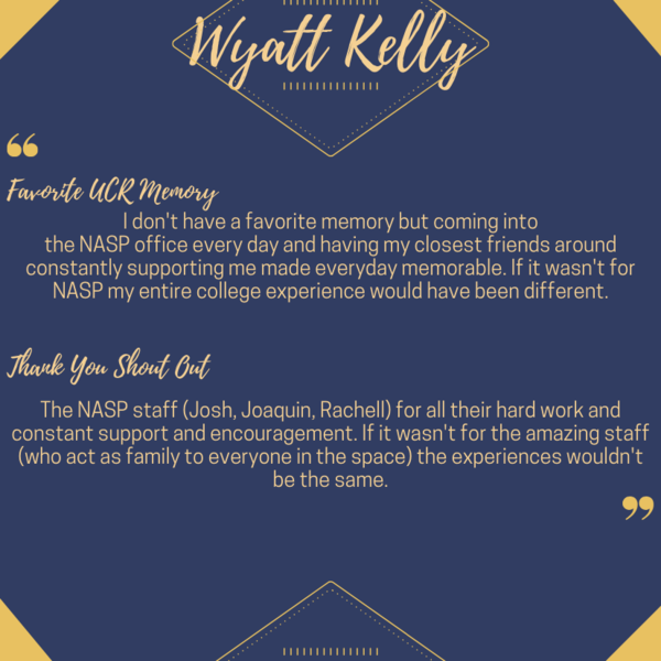 A written thank you to the NASP staff from UCR student Wyatt Kelly