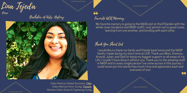 History major Lina Tejeda shares a favorite UCR memory and thanks NASP