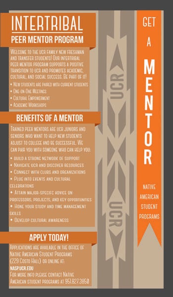 UCR students are invited to get a mentor via NASP's Intertribal Peer Mentor Program