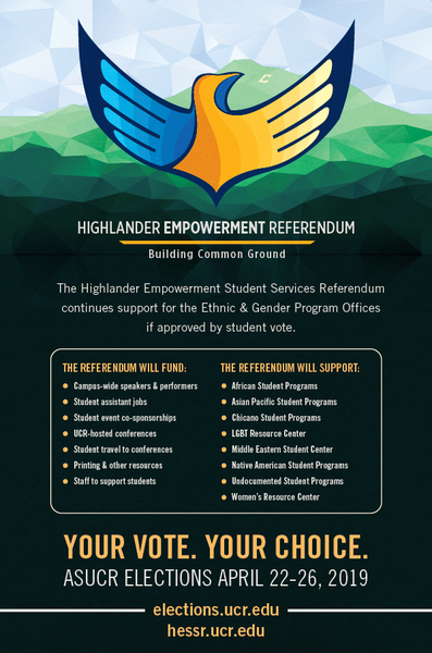 UCR students learn how the Highlander Empowerment Student Services Referendum supports them